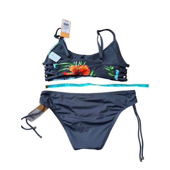 Kona Sol Women's Bikini, size Small; Gray Floral print, NWT - Picture 2 of 9